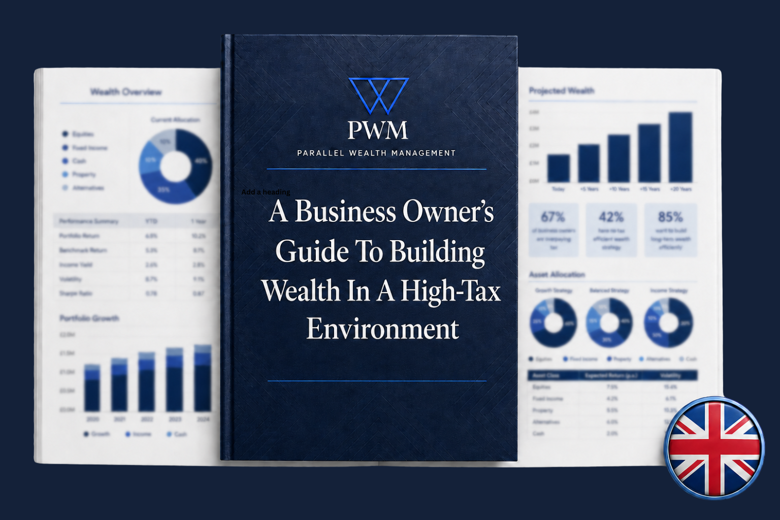 The Business Owner's Guide To Building Wealth In A High-Tax Environment, shown open with charts
